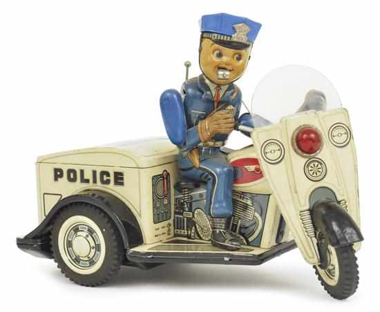 Appraisal: NOMURA BATTERY OPERATED POLICE PATROL MOTORCYCLE Japanese circa s white