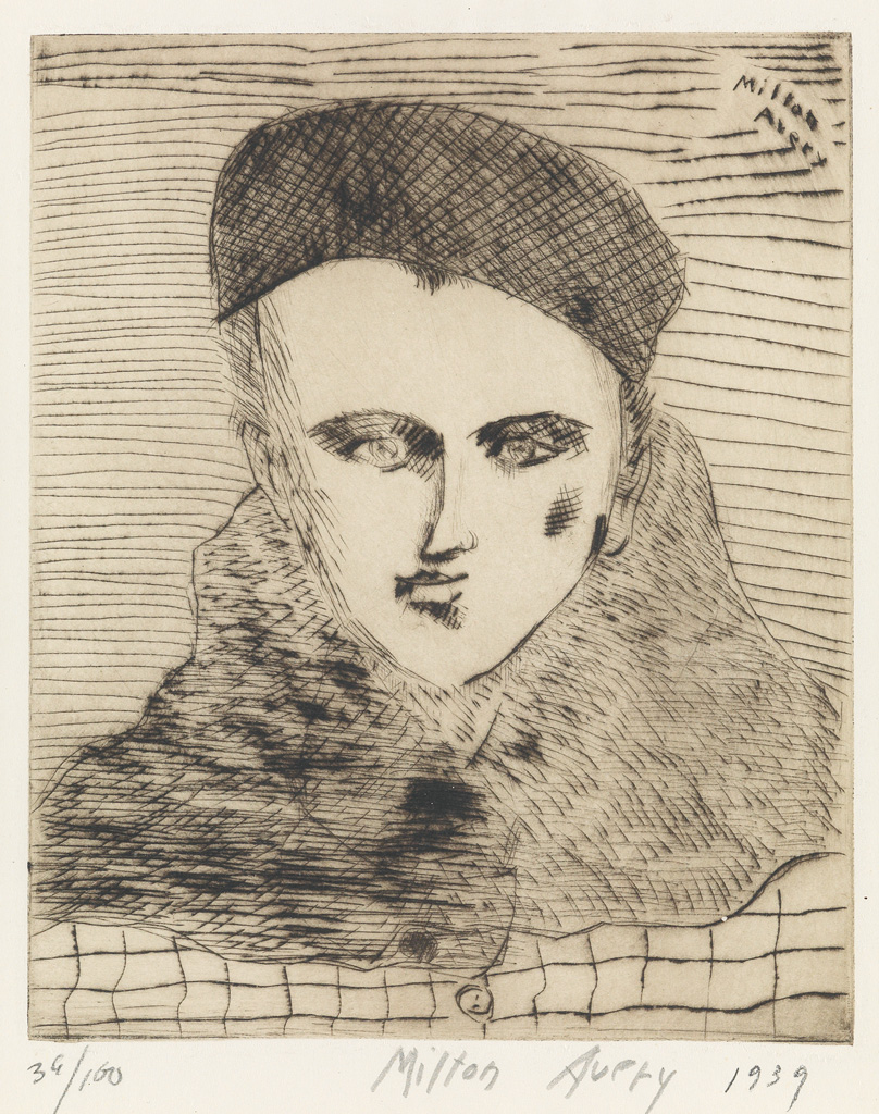 Appraisal: MILTON AVERY Sally with Beret Drypoint printed in dark brown