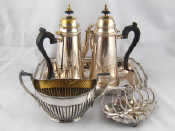 Appraisal: Silver plate A pair of cafe au lait pots a