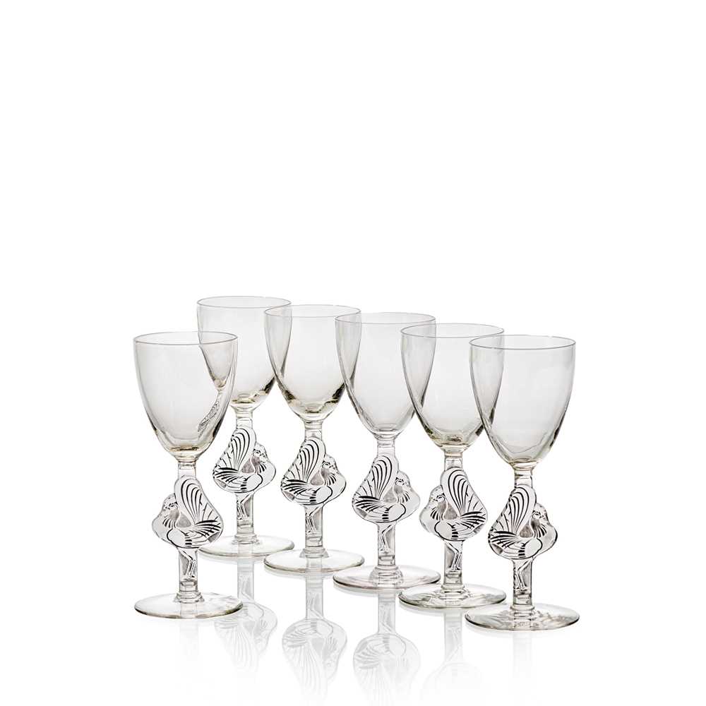 Appraisal: REN LALIQUE FRENCH - SIX WILLIAM COCKTAIL GLASSES NO designed