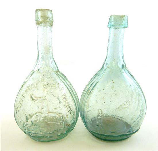 Appraisal: GLASS Two bottles JENNY LIND FISHERVILLE GLASS WORKS - bust