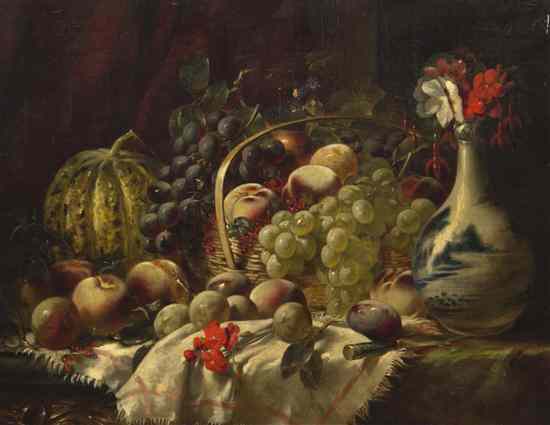 Appraisal: American School th th century Still Life with Fruit and