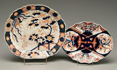 Appraisal: Two Japanese Imari platters lotus leaf form scalloped edge phoenix