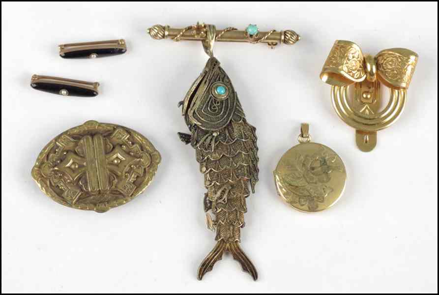 Appraisal: TWO VICTORIAN GOLD FILLED BROOCHES Together with a gold filled