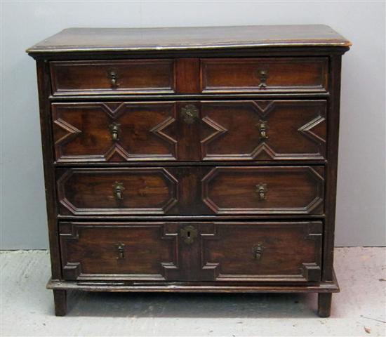 Appraisal: th century oak chest of four drawers raised on bun