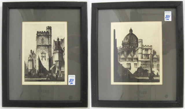 Appraisal: ANDREW F AFFLECK PAIR ETCHINGS Scotland - -lived in London