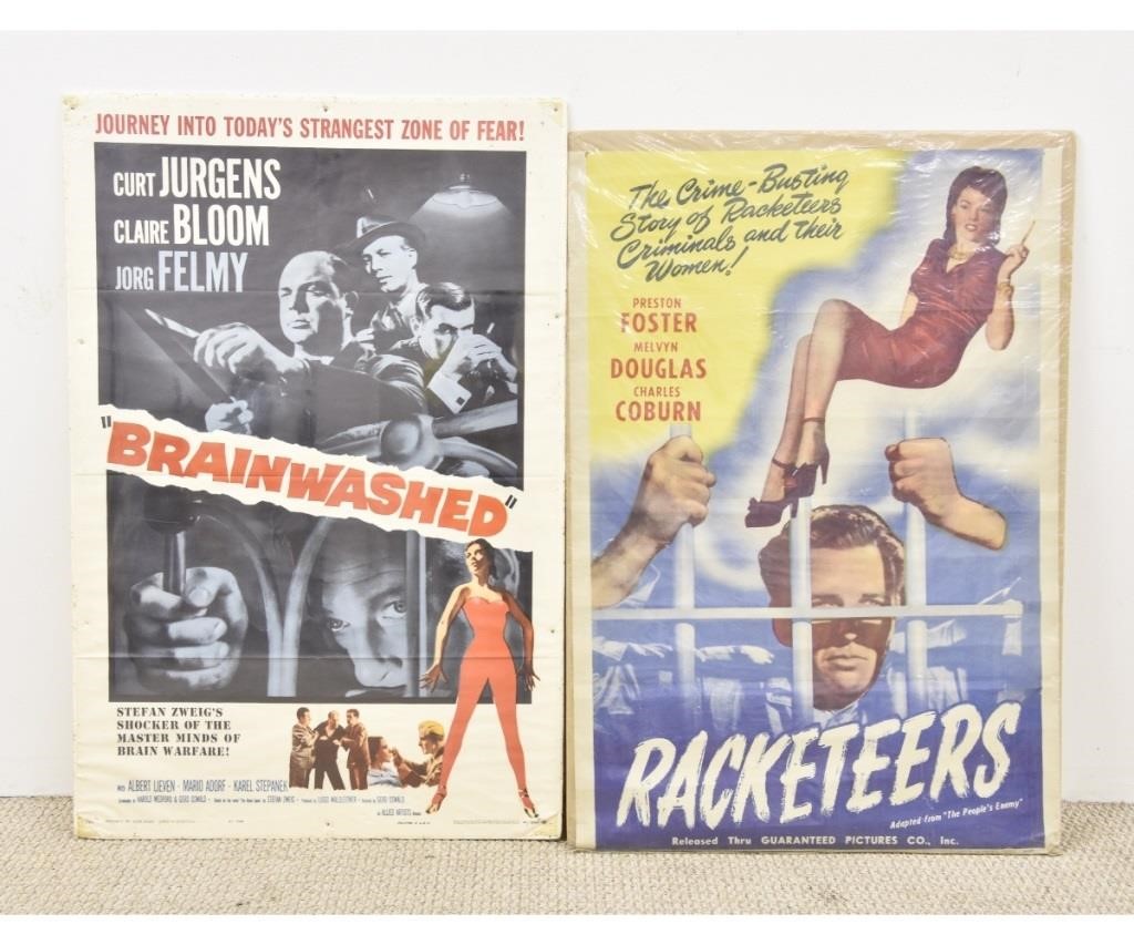 Appraisal: Two large movie posters Brain Washed and Racketeers shrink-wrapped Both