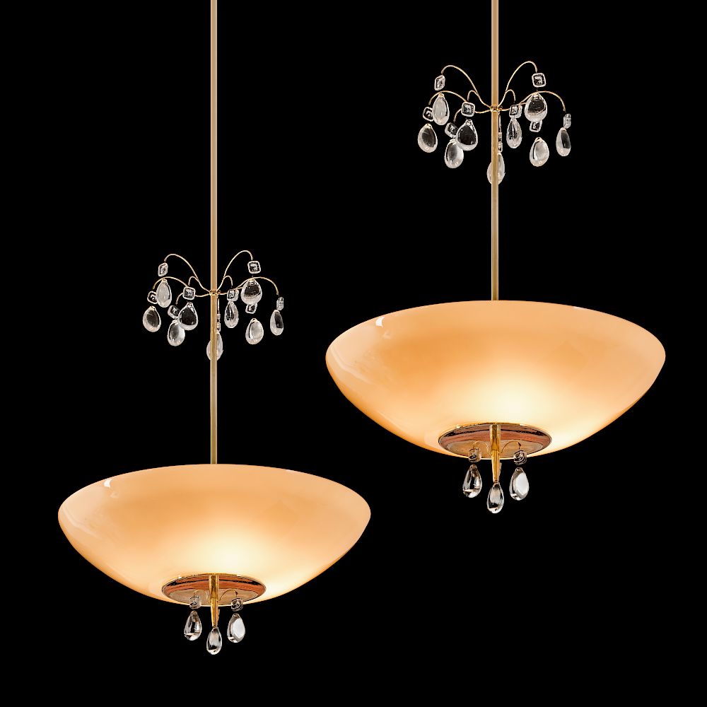 Appraisal: Paavo Tynell A pair of rare custom order ceiling lights