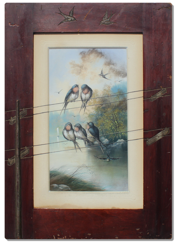 Appraisal: RARE TROMP L'OEIL PASTEL FRAME Unusual piece that depicts several