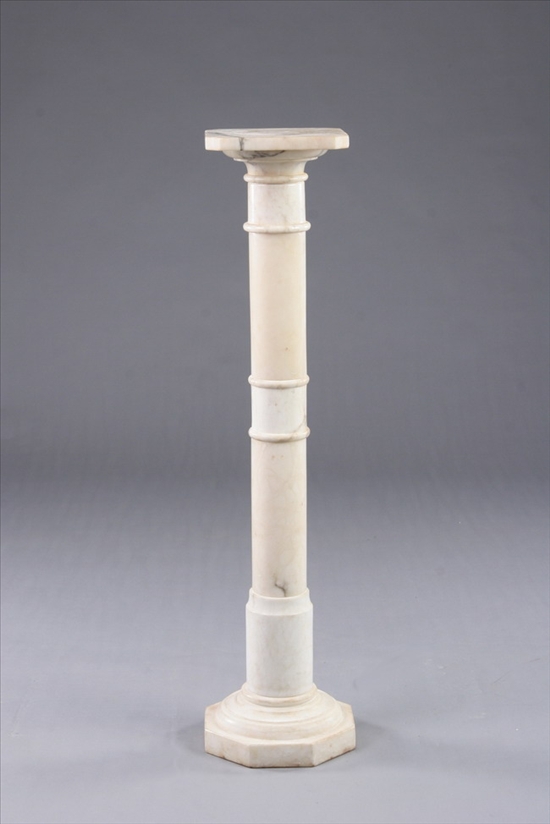 Appraisal: MARBLE COLUMNAR PEDESTAL th century Cream alternating with mottled sepia