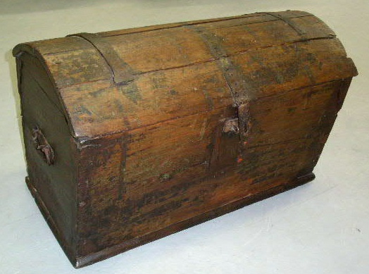 Appraisal: Continental dome-lid chest with iron strap hinges h x w