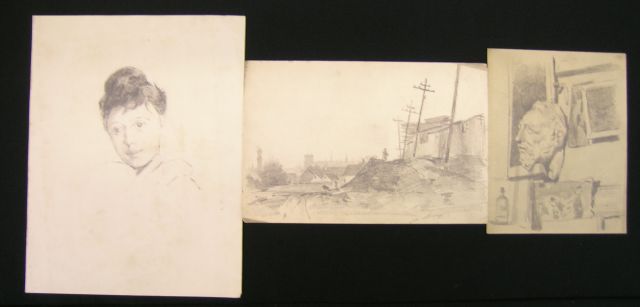 Appraisal: Group of three unsigned William Forsyth graphite drawings various sizes