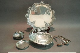 Appraisal: Continental silver salver and ladels