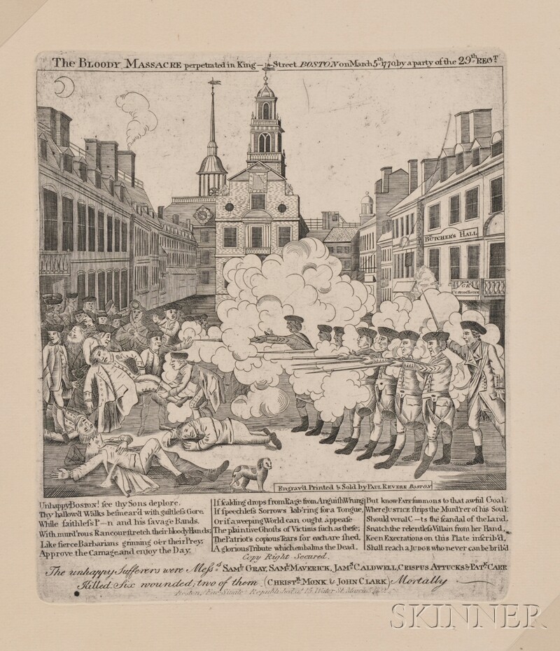 Appraisal: Fac-Simile Engraving of Paul Revere's Depiction of the Boston Massacre