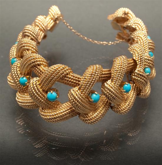 Appraisal: Lady's K yellow gold and turquoise bracelet grams