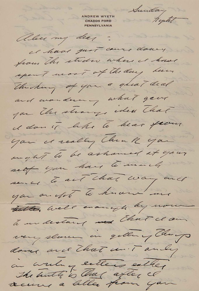 Appraisal: Letter from ANDREW WYETH American - to Alice Moore Letter