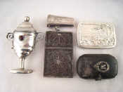 Appraisal: A white metal tests silver Scandinavian marriage box a similar