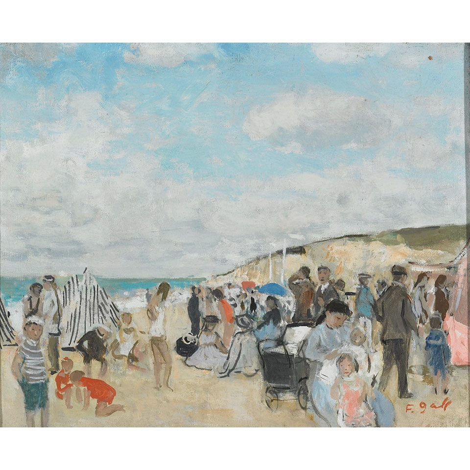 Appraisal: Francois Gall - French SUNDAY ON THE BEACH Oil on