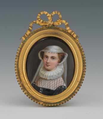 Appraisal: Mary Queen of Scotts Miniature Porcelain Plaque Apprx - x