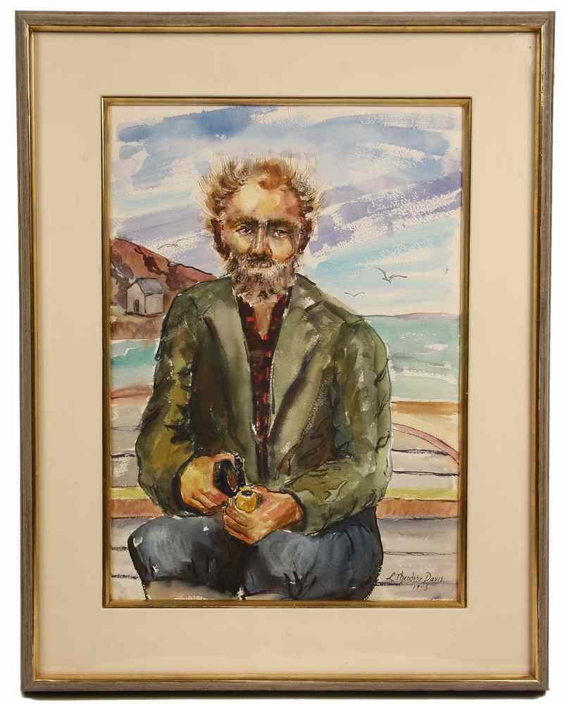 Appraisal: WATERCOLOR - 'The Hermit of Manana' by L Theodore Ted