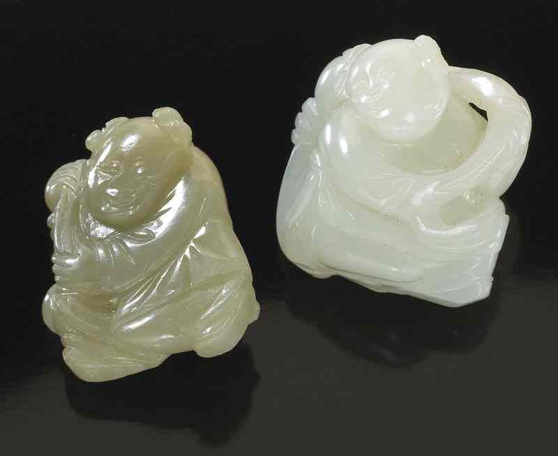 Appraisal: Chinese Qing carved jade boys Tallest ''H Circa - th