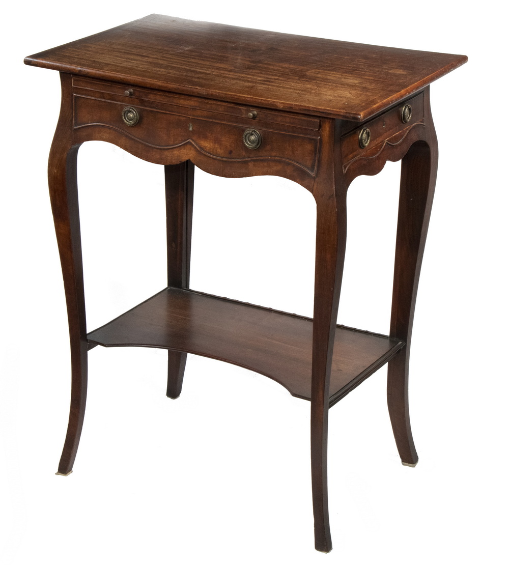 Appraisal: FRENCH MAHOGANY SIDE WRITING TABLE Louis XVI Style Single Drawer