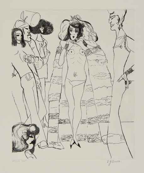 Appraisal: Edward Burra - Drag Queens etching signed and inscribed in