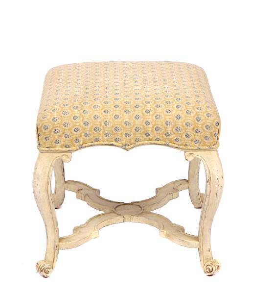 Appraisal: A contemporary upholstered square stool height in width in depth