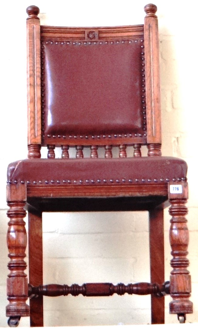 Appraisal: A set of six th century oak framed dining chairs