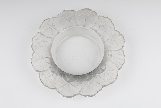 Appraisal: A LALIQUE CIRCULAR GLASS BON-BON DISH with petal edge cm