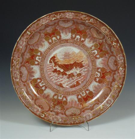 Appraisal: A Japanese porcelain charger Meiji period painted in iron red