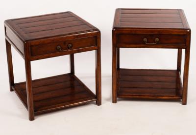 Appraisal: A pair of bedside tables each fitted with a drawer