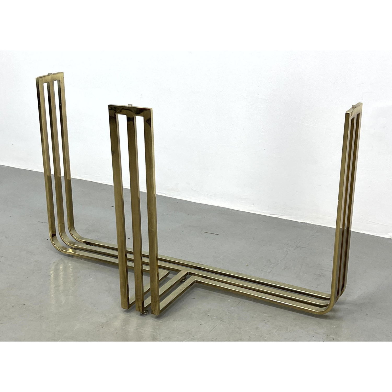 Appraisal: Modern Metal Hall Console Table Base Missing Glass Top Dimensions