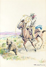 Appraisal: Olaf Carl Seltzer Untitled Roping a Grizzly watercolor on paper