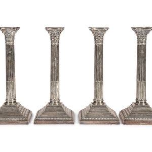 Appraisal: A Set of Four English Silver-Plate Candlesticks Ellis-Barker Co Birmingham