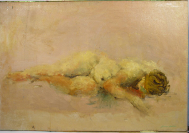 Appraisal: Gordon Robins - Large oil onto canvas of a nude