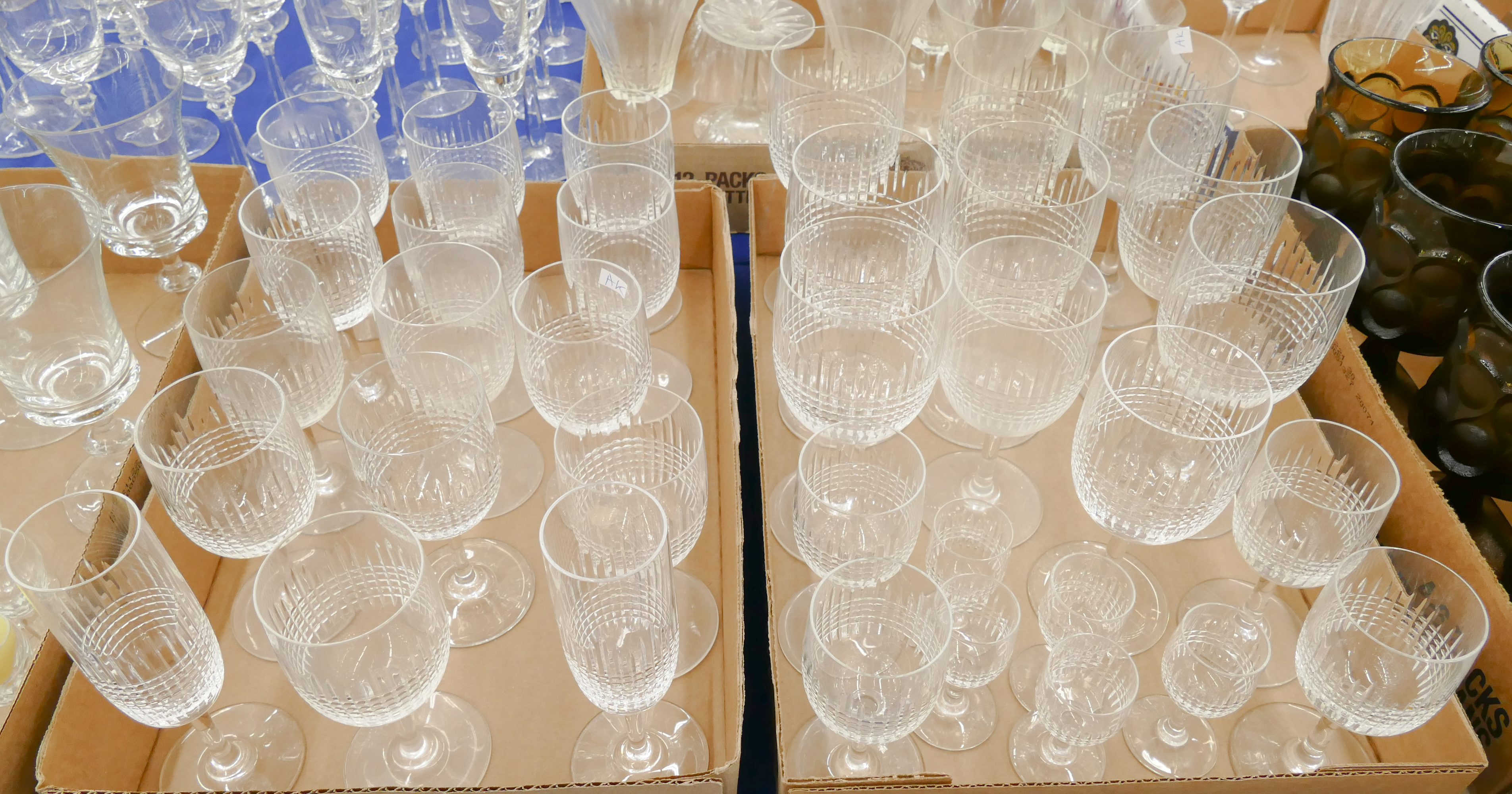 Appraisal: Boxes pc Baccarat Cut Glass Stemware- '' to ''