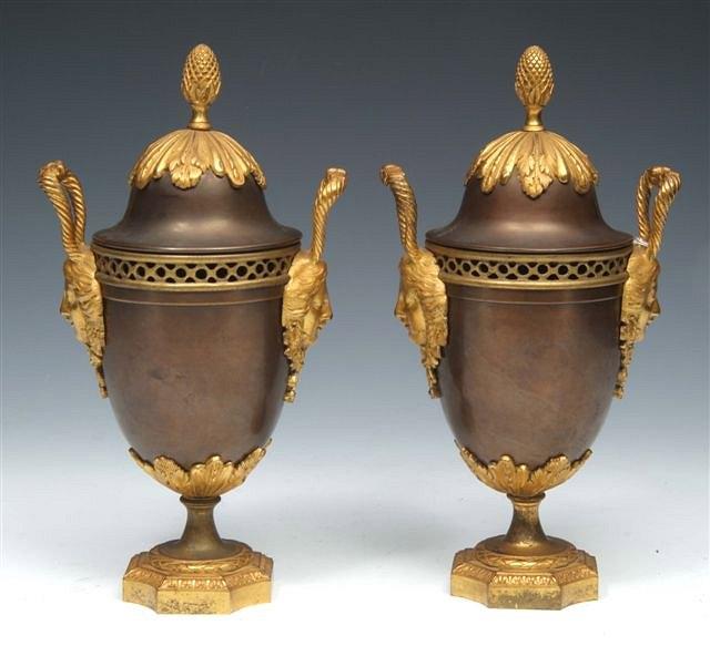 Appraisal: A PAIR OF TH CENTURY FRENCH BRONZE AND ORMOLU MOUNTED