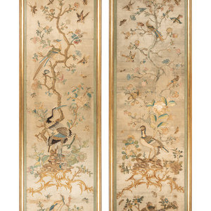 Appraisal: A Pair of Italian Silk and Needlework Panels Circa Height