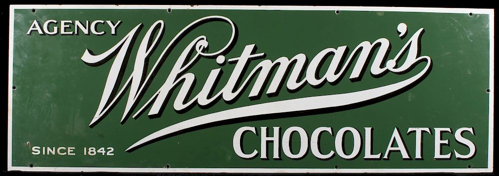 Appraisal: Whitman's Chocolates Porcelain Enamel Sign For you consideration in this