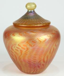 Appraisal: Lundberg Studios Davenport CA lidded art glass vase having a