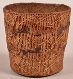 Appraisal: Very Good Antique Northwest Coast Indian Basket Cylindrical form with