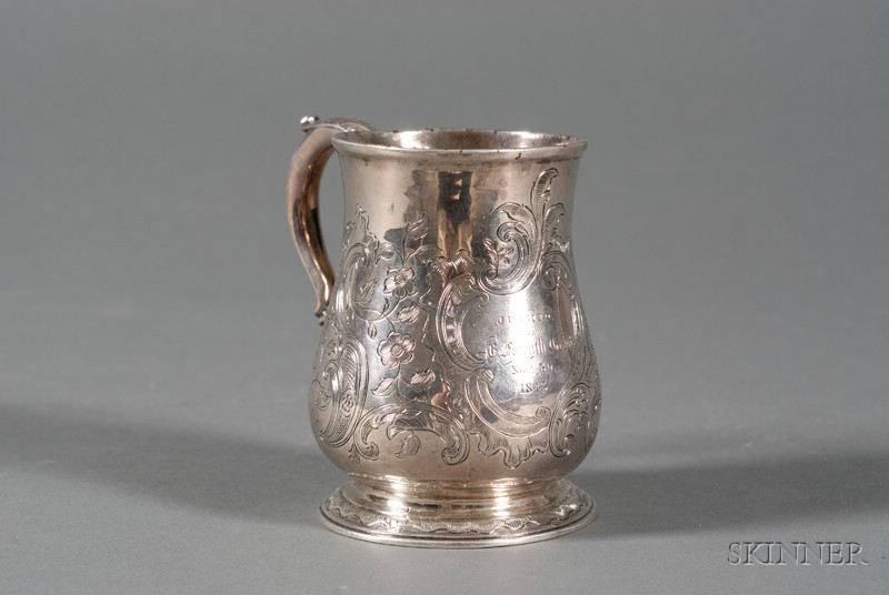 Appraisal: George II Silver Mug London Henry Brind maker baluster form