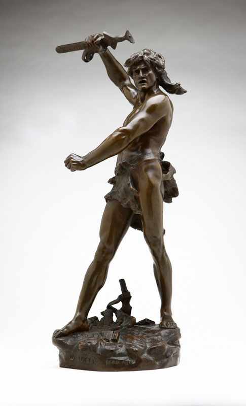 Appraisal: After Henri Desire Gauquie patinated bronze figure of a warrior