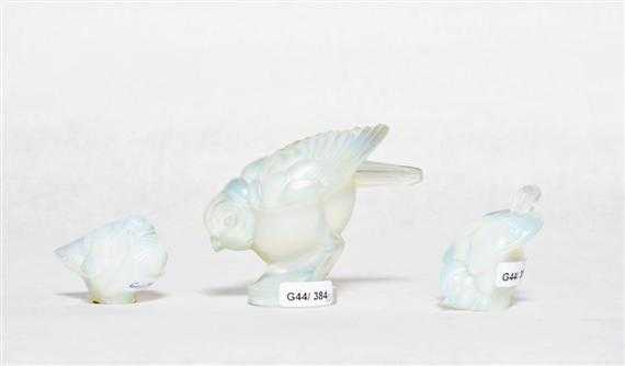 Appraisal: SABINO LOT OF FIGURINES circa Opalescent mould-pressed glass Mother H