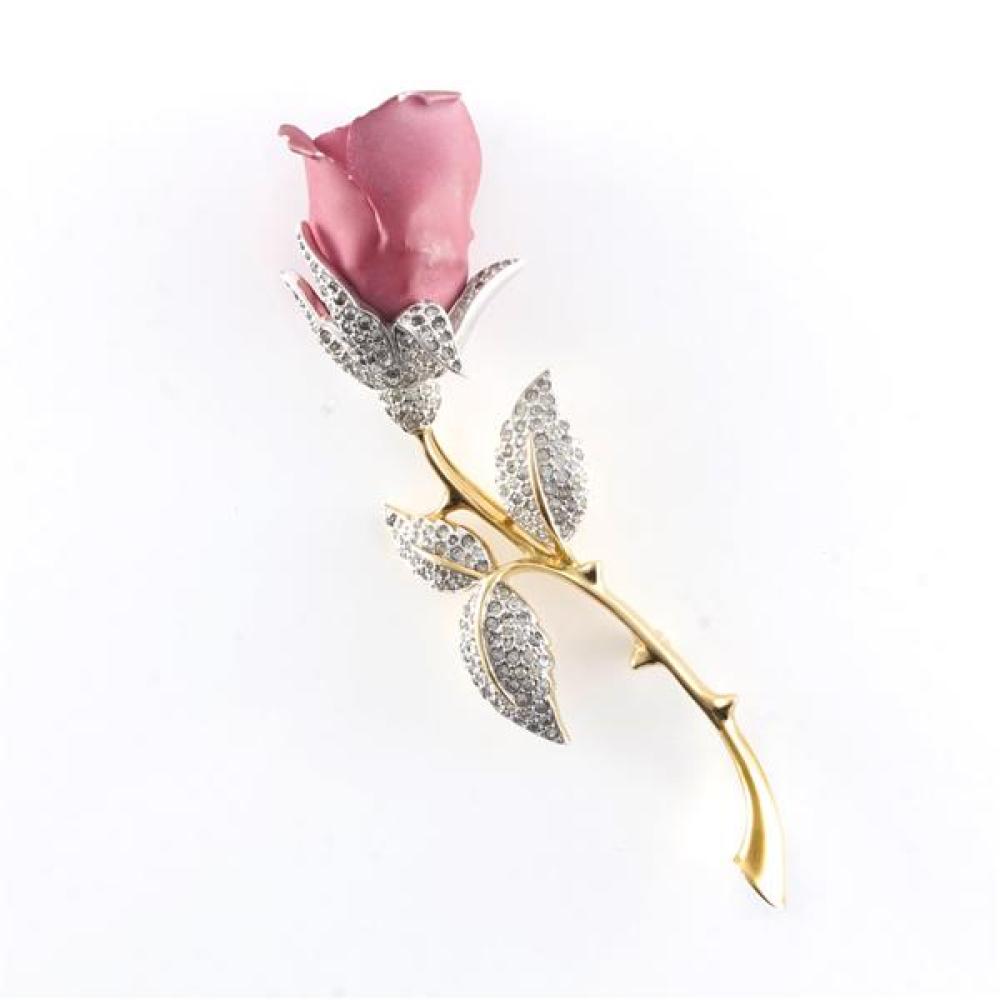 Appraisal: JOMAZ SOFT PINK PETAL ROSE WITH PAVE SET DIAMANTES AND