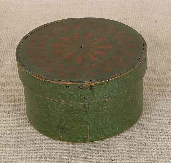 Appraisal: Painted pantry box th c retaining its original green surface