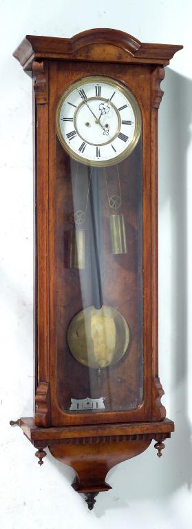 Appraisal: th CENTURY WALNUT CASED VIENNA WALL CLOCK of slender proportions