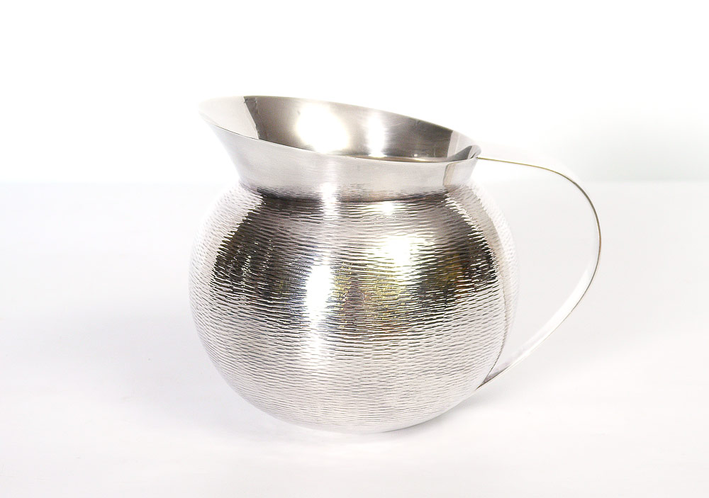 Appraisal: ZANETTO PASSIONI MAIA SILVERPLATE PITCHER Threaded design body Maia pattern