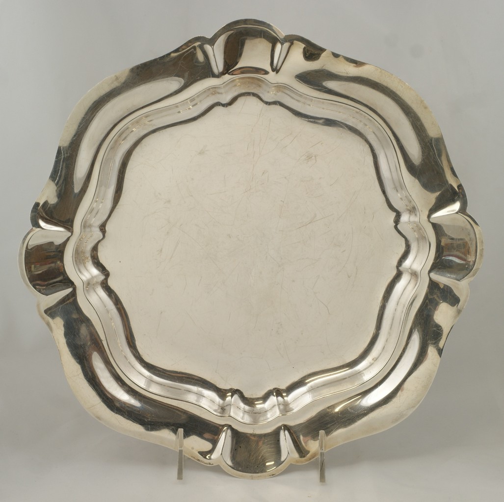 Appraisal: Round scalloped sterling silver tray d no mono dents TO